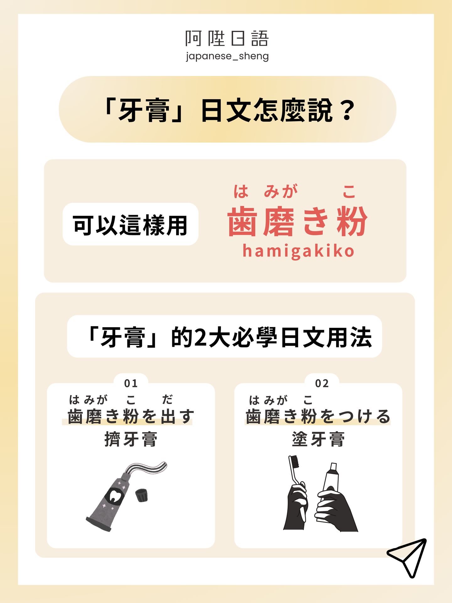 怎麼用日文表達「牙膏」的意思？