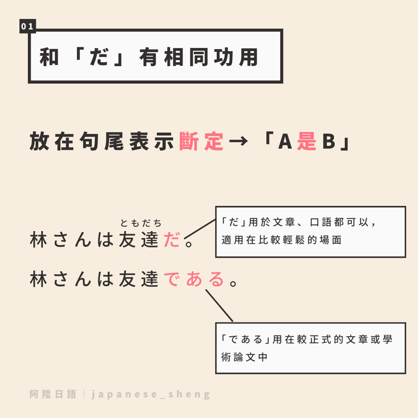 である是什麼意思？和です、だ有同樣用法！